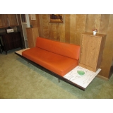 Leather couch with marble coffee tables connected